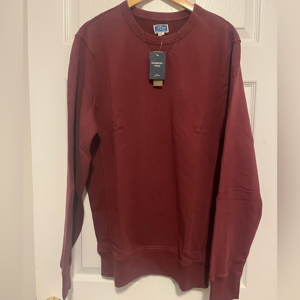 New NWT J. Crew Men's Maroon Crewneck Sweater Size L